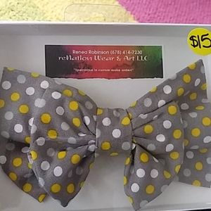 Hand made, polka dot, clip on double bowtie